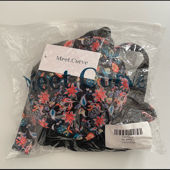 NWT Flattering and comfortable Meet Curve High Waist Mesh Bikini black floral - Picture 6 of 11